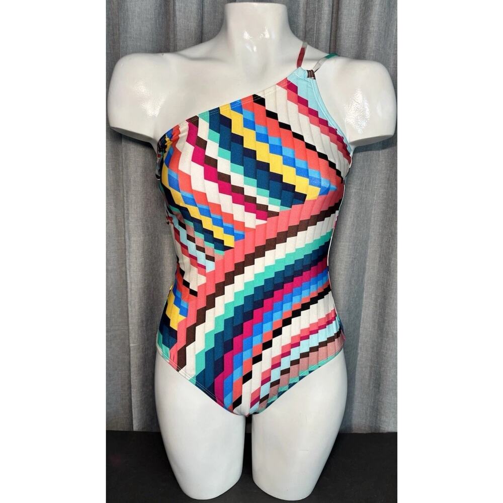 La Blanca NWT women's One Shoulder One Piece Swimsuit Slice of Paradise Size 6